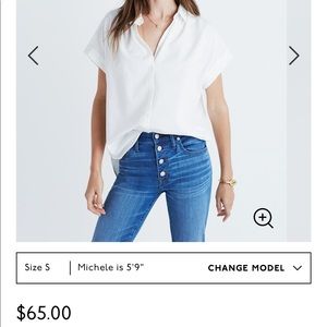 Madewell Central Shirt in pure white size S